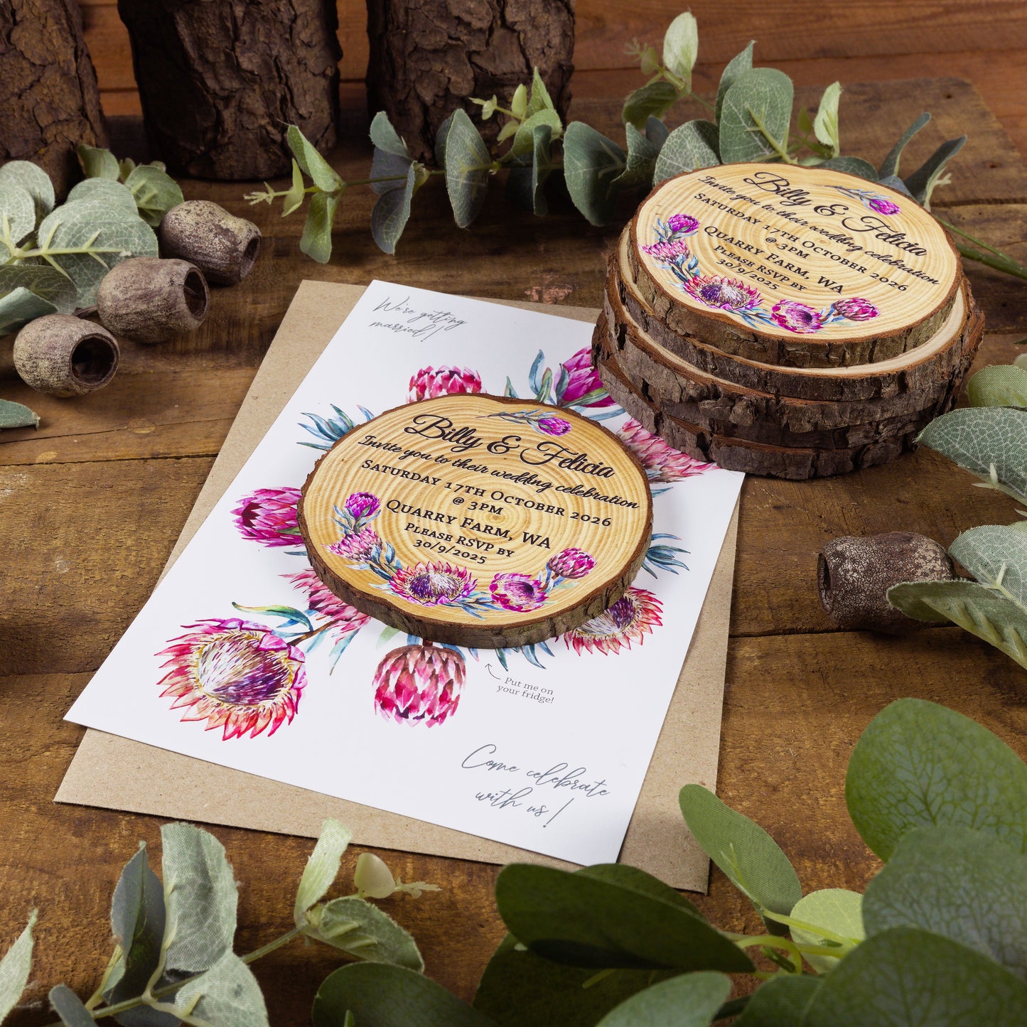 Protea Card Wedding Invitation