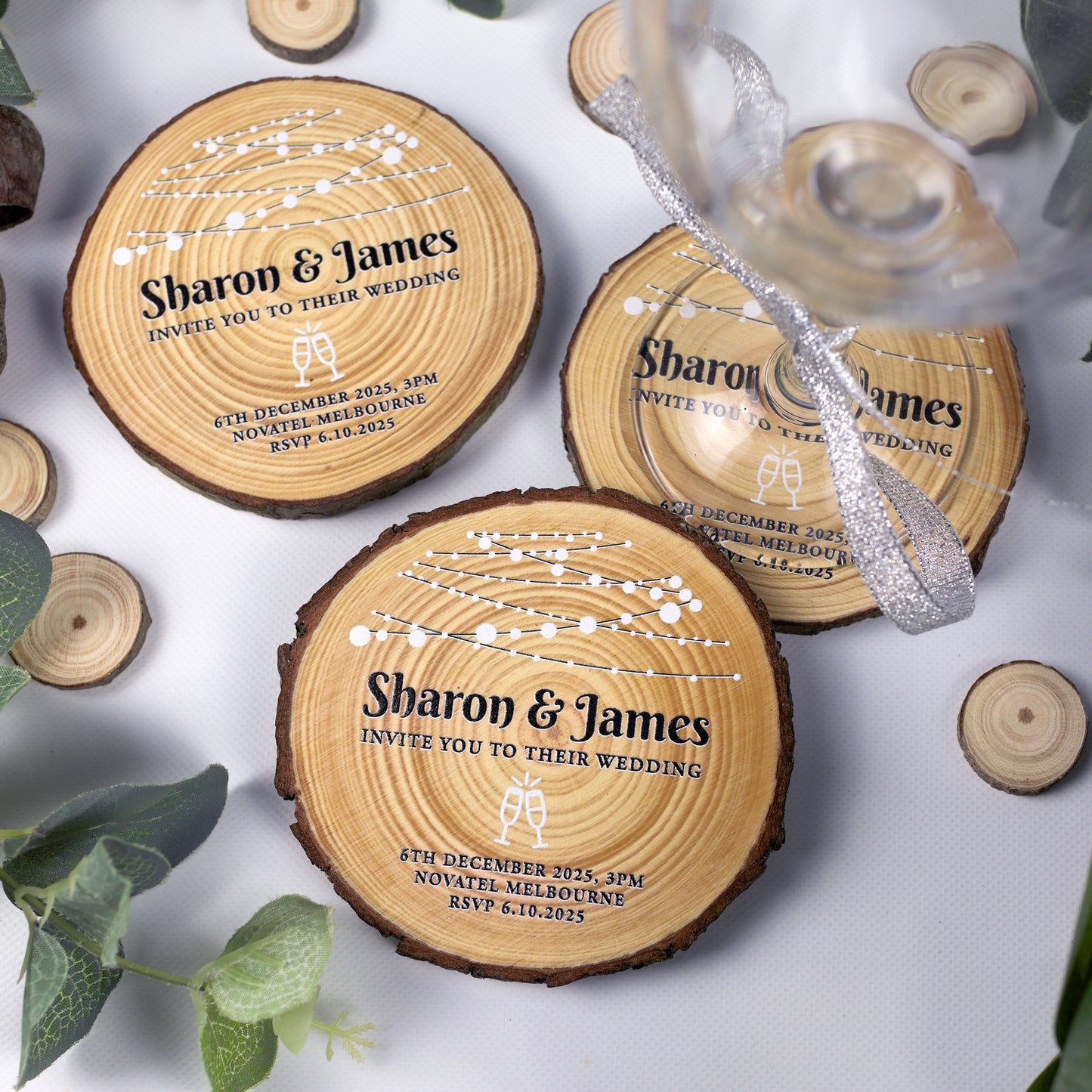 Wedding Favour Coasters - Fairy Lights