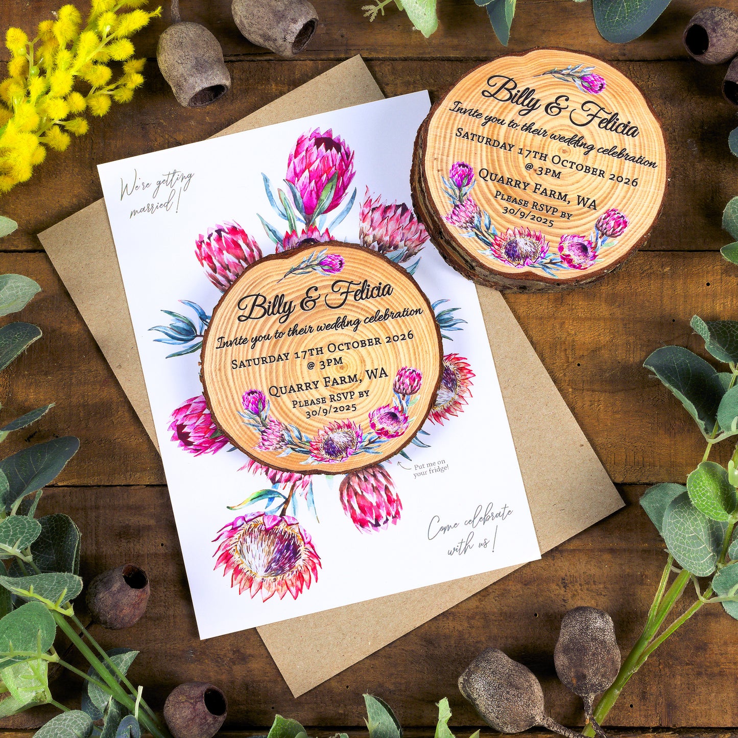 Protea Card Wedding Invitation