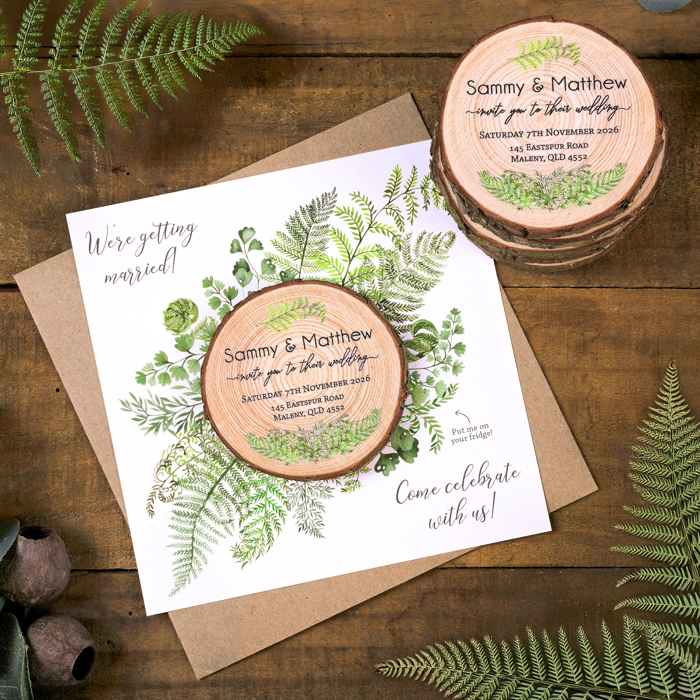 Wood Slice Wedding Invitations | Wedding Forest