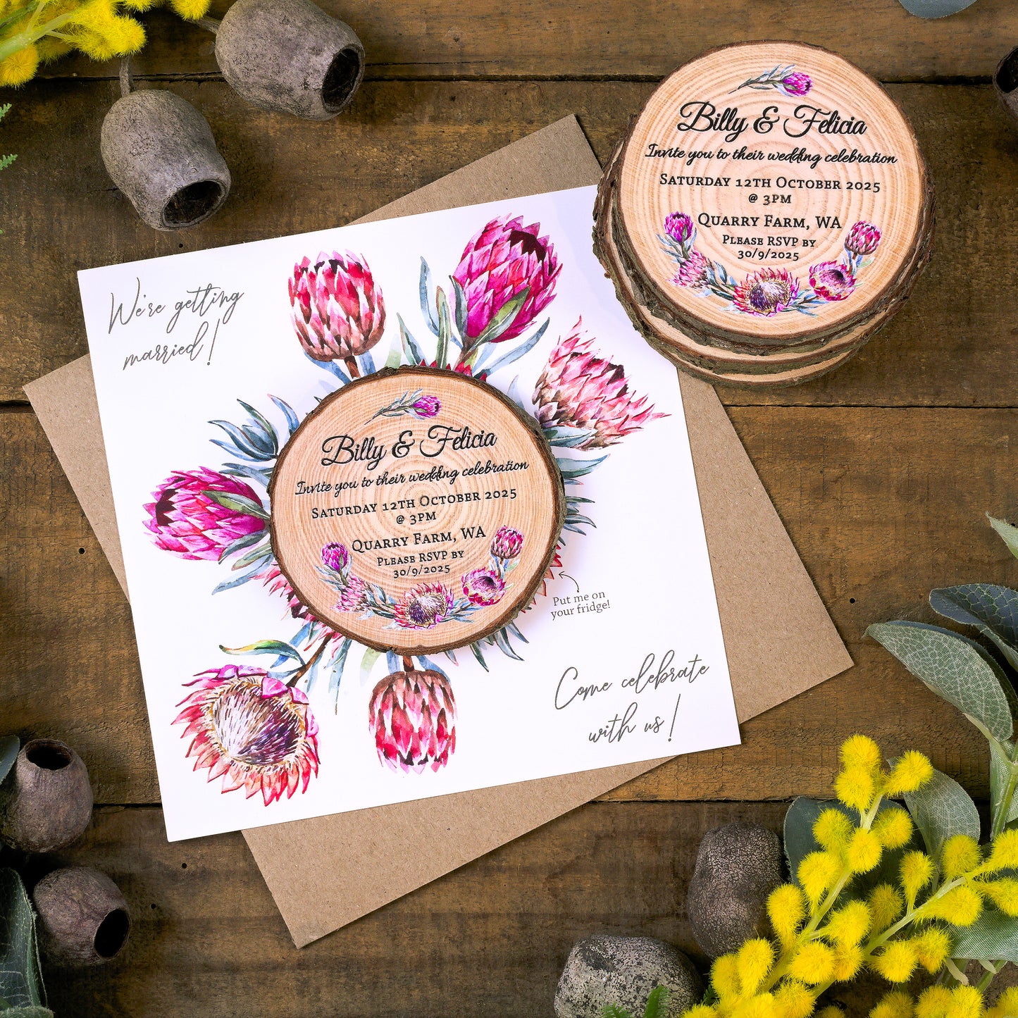 Protea Card Wedding Invitation