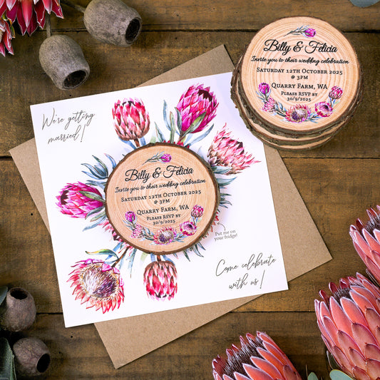Protea Card Wedding Invitation