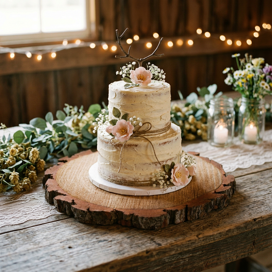 Rustic Wood Slice Cake Stand