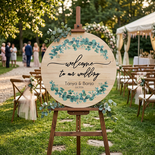 Personalised Wooden Wedding Welcome Sign (60cm)