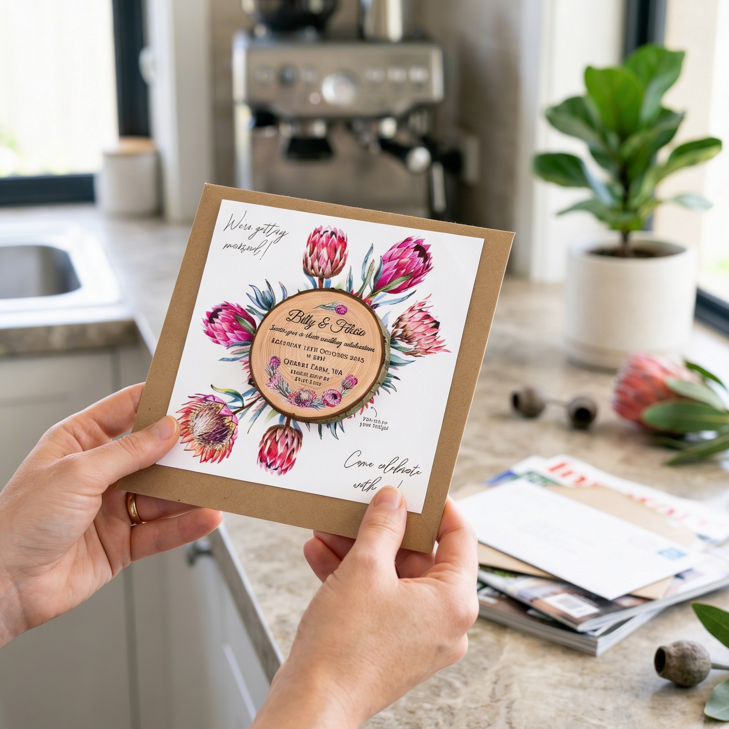 Protea Card Wedding Invitation